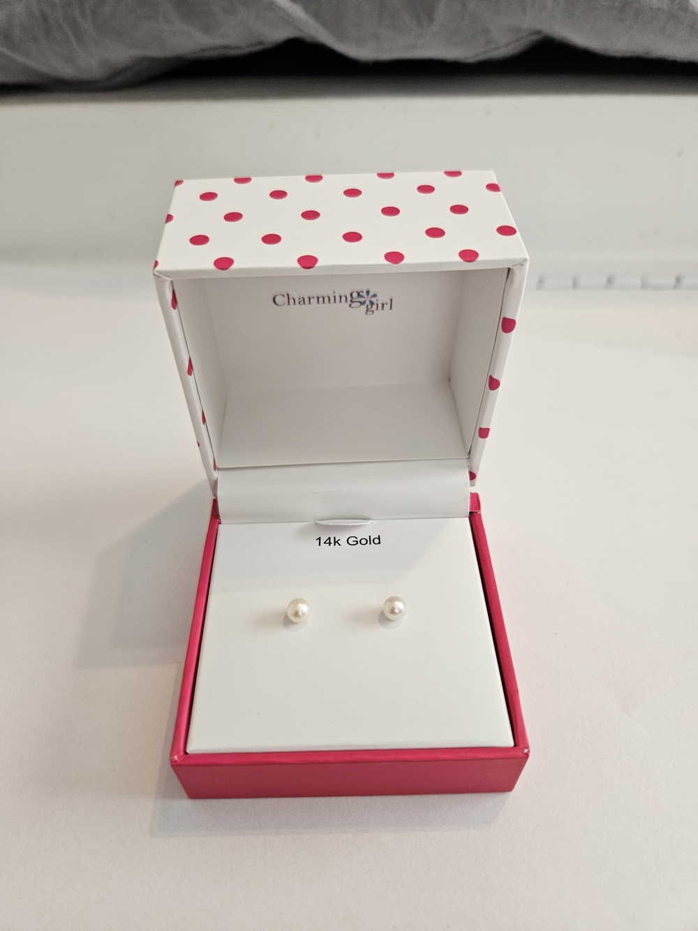 14k Gold Infant Pearl Stud Earrings - White